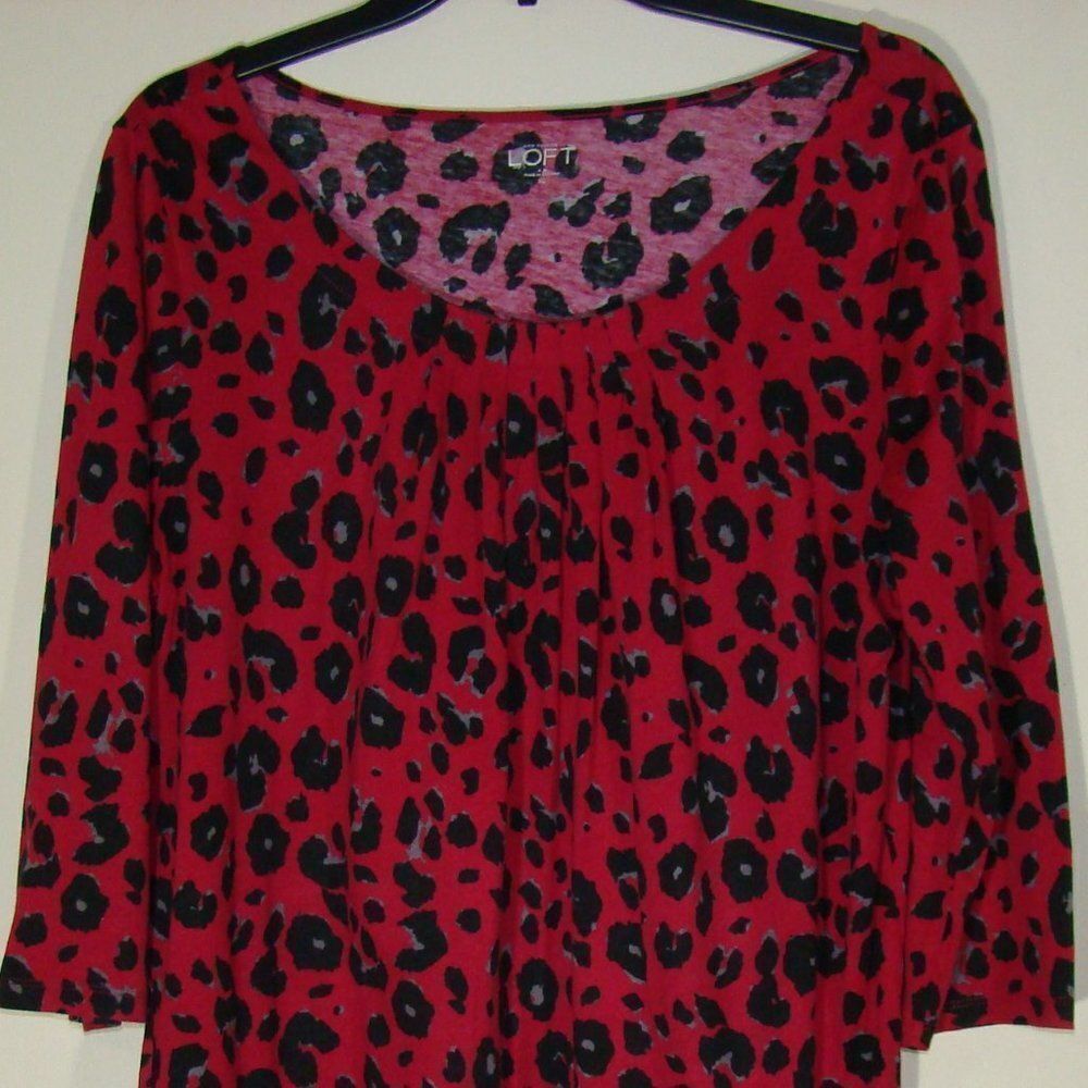 Ann Taylor Loft Red & Black Leopard Print Tunic Size XL
